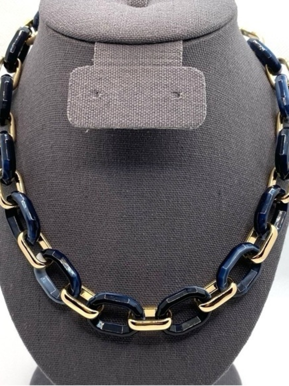 Park Lane Roman Chain Link Necklace Navy Gold NWT Statement Adjustable - Picture 3 of 3